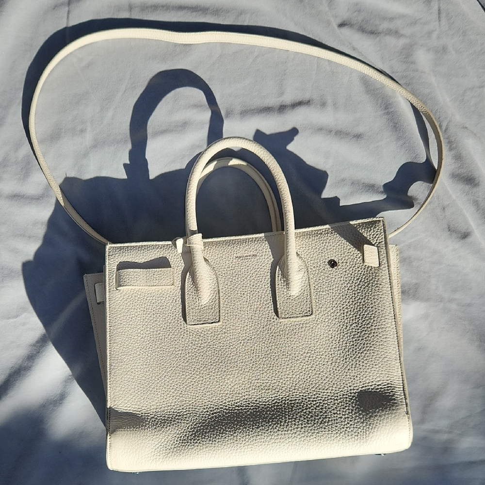 Yves Saint Laurent Off-White Textured Satchel - AUTHENTIC